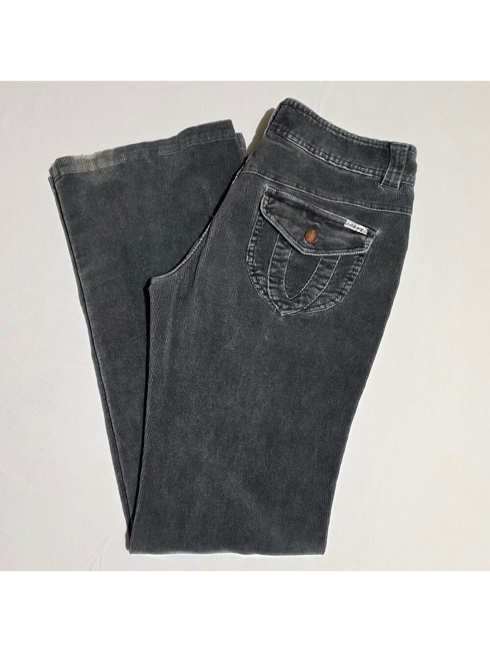 Vintage Y2K Billabong Low Rise Corduroy Flare Pants Size 7 Gray Skater Indie